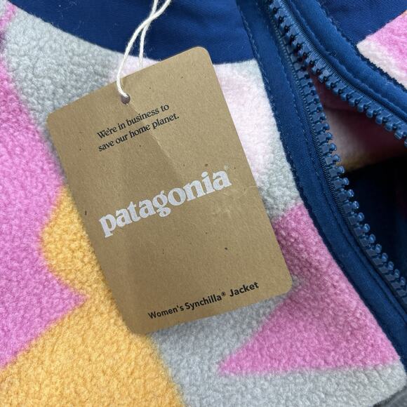 Patagonia Synchilla Full Zip Jacket Size Large Womens Frontera Marble Pink Blue - Picture 8 of 10